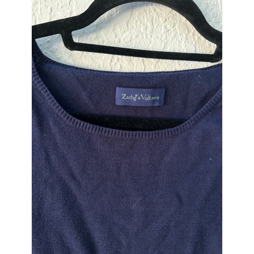Zadig & Voltaire Crewneck Top Shirt Sweater Blue Imagine Skull Small $250 S1 - Picture 4 of 8
